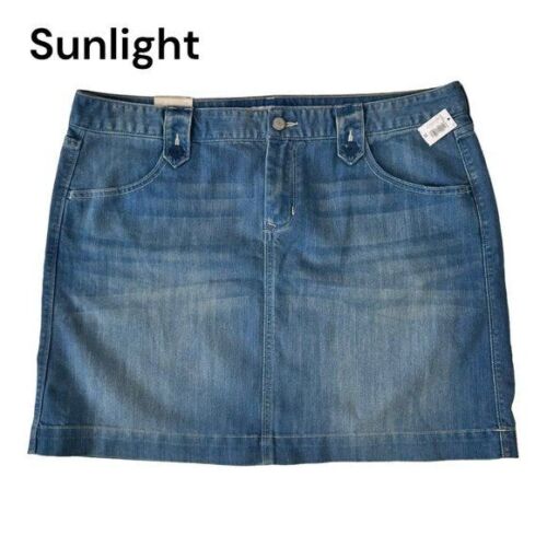 Old Navy Women Light Blue Denim Jean Mini Skirt Pockets SZ 14 New SUMMER CASUAL
