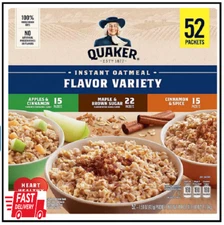 Quaker Oats Instant Oatmeal, Variety Pack, 52 count, FRESH!! SEALED ITEM!! 