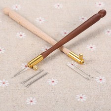 French Embroidery Needle Beading Tambour Crochet Hook Wooden Handle Sewing Tool