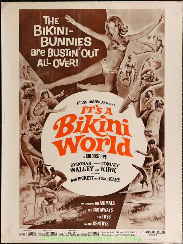 It's a Bikini World ビンテージポスター IT'S A BIKINI WORLD MOVIE POSTER Very Good 30 By 40 Inch SURFING