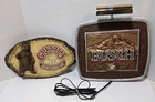 VINTAGE 1980'S LIGHTED BUSCH BEER SIGN AND GRIZZLY BEER SIGN