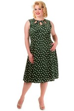 Banned Dancing Days Green Songbird Dress Rockabilly Swing Vintage Day Tea Dress