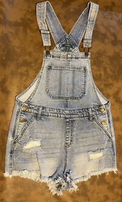 Wild Fable Distressed Shortalls Size Small Raw Edge 1039