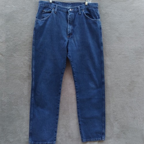 Wrangler Mens 38x34 Blue Denim Jeans Straight Regular Work Wear Casual Pants