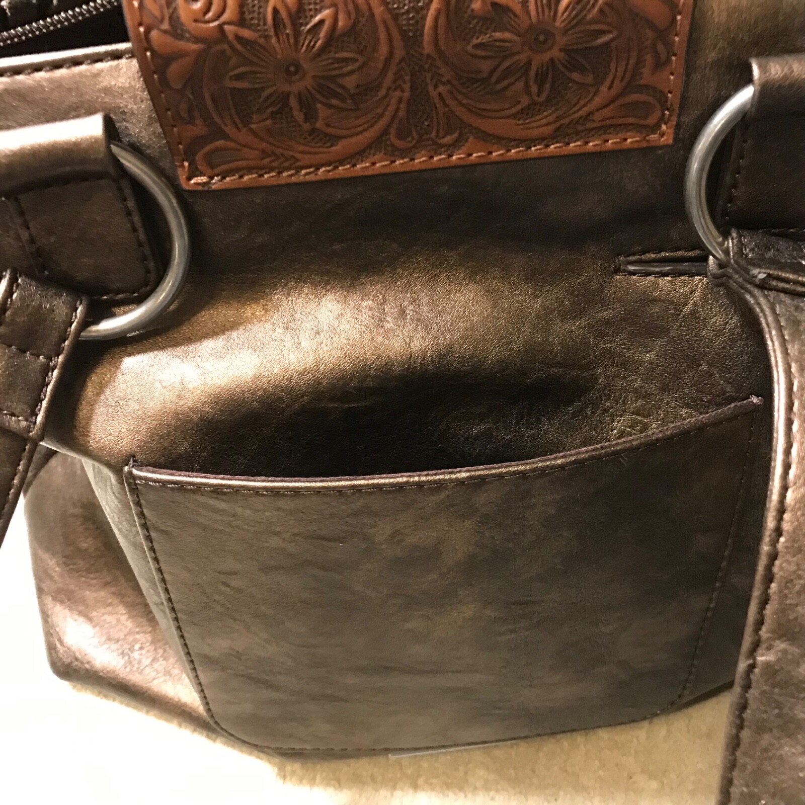 SHYANNE BROWN TOOLED LEATHER SUEDE PURSE DISTRESSEDM… Gem