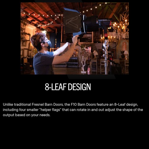 Aputure F10 Fresnel Lens + Barn doors Bowens Mount For LS 600d Pro 300D II 300X - Picture 10 of 12