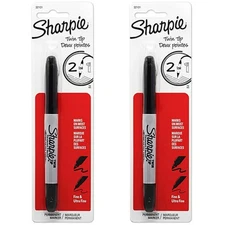 Pack of (2) New Sharpie Permanent Marker Twin Tip -Ultra Fine/Fine - Black