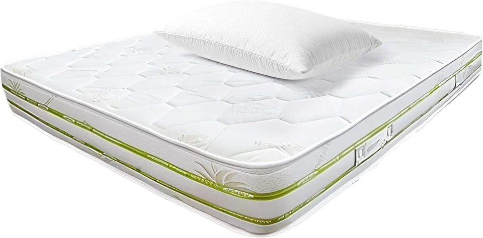 MUUN MATERASSI ITALIANI Materasso Memory Foam Tecnologia AloeFeel 20 cm con Cuscini Ortopedico Aloe Vera