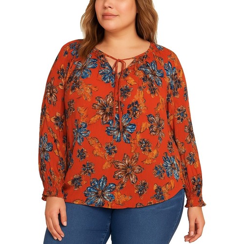 Blusa antigua azul marino oxidada floral arrugada manga larga boho campesina top para mujer grande - Imagen 2 de 13
