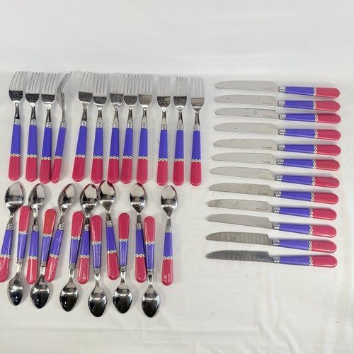 Vintage Flatware Silverware Pink Purple Plastic Handles 37 Pc Set Retro Camper - Picture 12 of 20