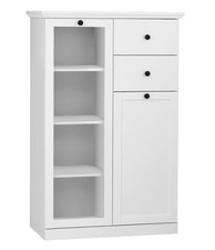 Vitrine Kommode Highboard Wohnzimmerschrank Baxter Landhaus weiß LED Beleuchtung