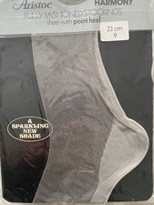 RARE ARISTOC HARMONY POINT FULLY FASHIONED STOCKINGS in Glitter Silver Size 9