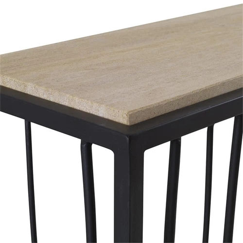Uttermost Reed Transitional Metal and Stone Console Table in Black/Brown - Picture 7 of 8