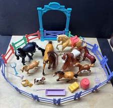 DreamWorks Spirit Riding Free Play Set Lot – 9 Horses + 25 Accessories Fence Gat