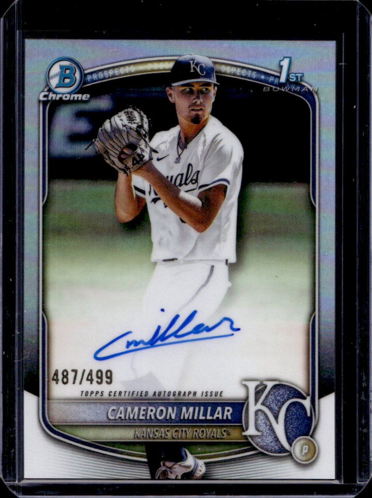 2025 Bowman Draft Cameron Millar Chrome Auto Refractor 1st #/499 Royals