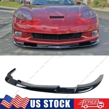 For Corvette C6 Z06 06-13 | ZR1 Style Glossy Black Front Bumper Splitter Lip Kit