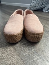 TOMS Women's Pink Suede Slip-On Platform Espadrilles Flat Round Toe US 8.5 EU 39