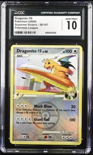 Pokemon Dragonite FB #56 Cross Holo Pokemon League Supreme Victors 2009 - CGC 10