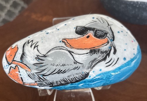 Original handbemalter Stein "Coole Sonnenbrille Ente" Sammlerstück Kunst Garten Deko