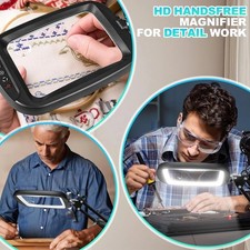 10X 30X Extra Large Magnifying Glass with Light and Clamp, Rectangle Hands Free