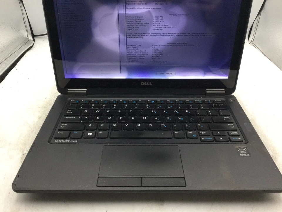DELL LATITUDE E7250 - BOOTS TO BIOS - INTEL I5 5300 - NO RAM - READ DESC -BB - Image 3 of 4