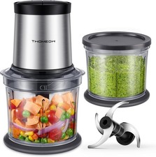 4 Cup Electric Food Processor Meat Grinder with 2 Bowls,2 Speed & 4 Blades 