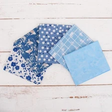 Light Blue Fat Quarter Bundle 5pc Vintage Prints 100% Cotton Quilting
