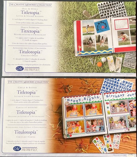 2 Creative Memories TITLETOPIA  OVAL & SWIRLS - CIRCLE & BANNER Letter Aligners