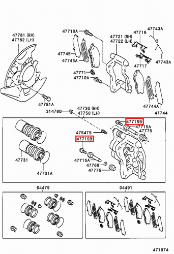 Genuine Pruis ZVW55 ZVW51 ZVW50 RAV4 ACA30 Front Disc Brake Caliper Bolt x2 - Picture 20 of 20