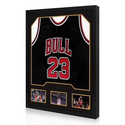 CCDCC Jersey Frame Display Case 1 Pack, Large Wooden Sport 1 Black 
