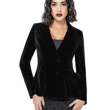 KILLSTAR Veil Of Darkness Velvet Jacket black Blazer Classic Gothic S