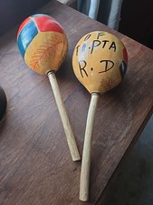 gorgeous Hand Painted Hand Carved 11" African Maracas beautiful sounding
