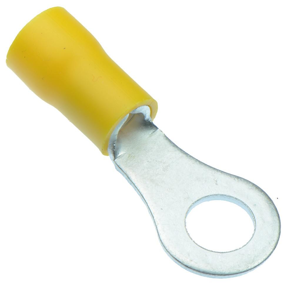25 x Yellow 6.4mm Insulated Crimp Ring Terminal Connector