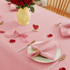 SASTYBALE Pink Faux Linen Tablecloth 60x102 Inch Rectangle