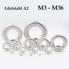 M3 M6 M8 M10 M12 M16 M20 M26 - M36 Lifting Eye Nuts & Bolts A2 Stainless Steel