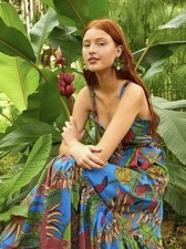 Farm Rio Totally Tuiuiu Cotton Colorful Jungle Maxi Dress