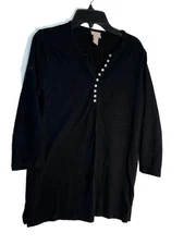 Chicos Multiple Mini Buttons Black Soft Top Size 0 US Small