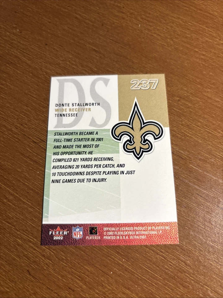 2002 Ultra Donte Stallworth Rookie New Orleans Saints #237 - Image 2 of 2