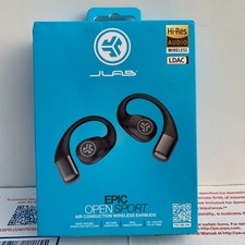   SHIPS SAME DAY   JLab Epic Open Sport True Wireless Earbuds- Black NEW