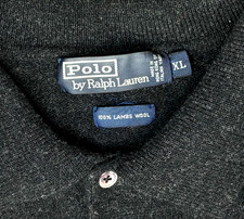 Polo Ralph Lauren Lambswool Polo Sweater Mens XL Gray Long Sleeve Italian Yarn