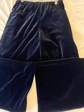 Women  s 70  s Black Crush Velvet Wide Leg Pants Sz. 12-14 Elastic Waist Comfort