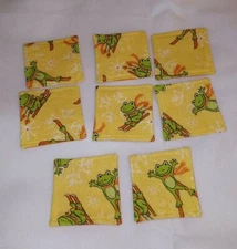 8 pc Reusable Makeup Remover Pads Wipes Cotton Flannel Washable Skiing Frogs