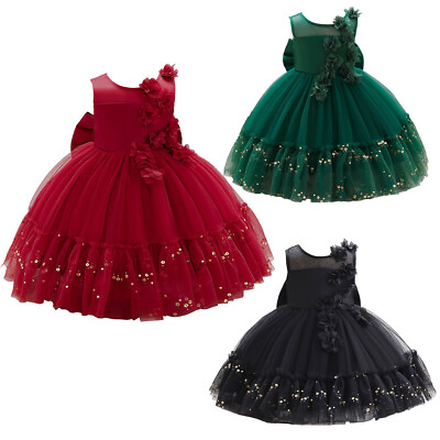 Mädchen Brautjungfer Pailletten Kleid Baby Blume Kinder Party Hochzeit Kleider Prinzessin