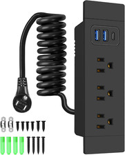 Recessed Power Strip with USB-C, USB-A AC Outlets - Safe Drawer Installation