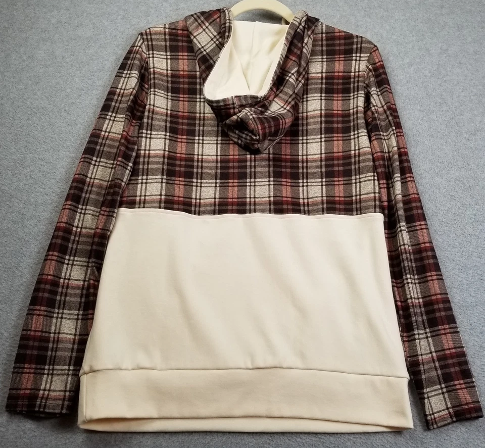 Pulse Sudadera con Capucha Mujer Pequeña S Cuadros Manga Larga 1/4 Cremallera Elastizada Pullover Foto 4 de 4