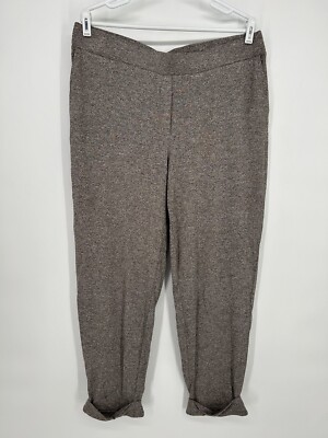 J Jill Pants Womens Large Brown Weaver Collection Pull On Cuffed Stretch