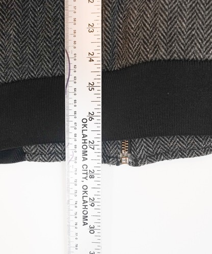 L.L. Bean Gray Wool Blend Herringbone Bomber Jacket MENS LARGE Full Zip - Picture 12 of 14