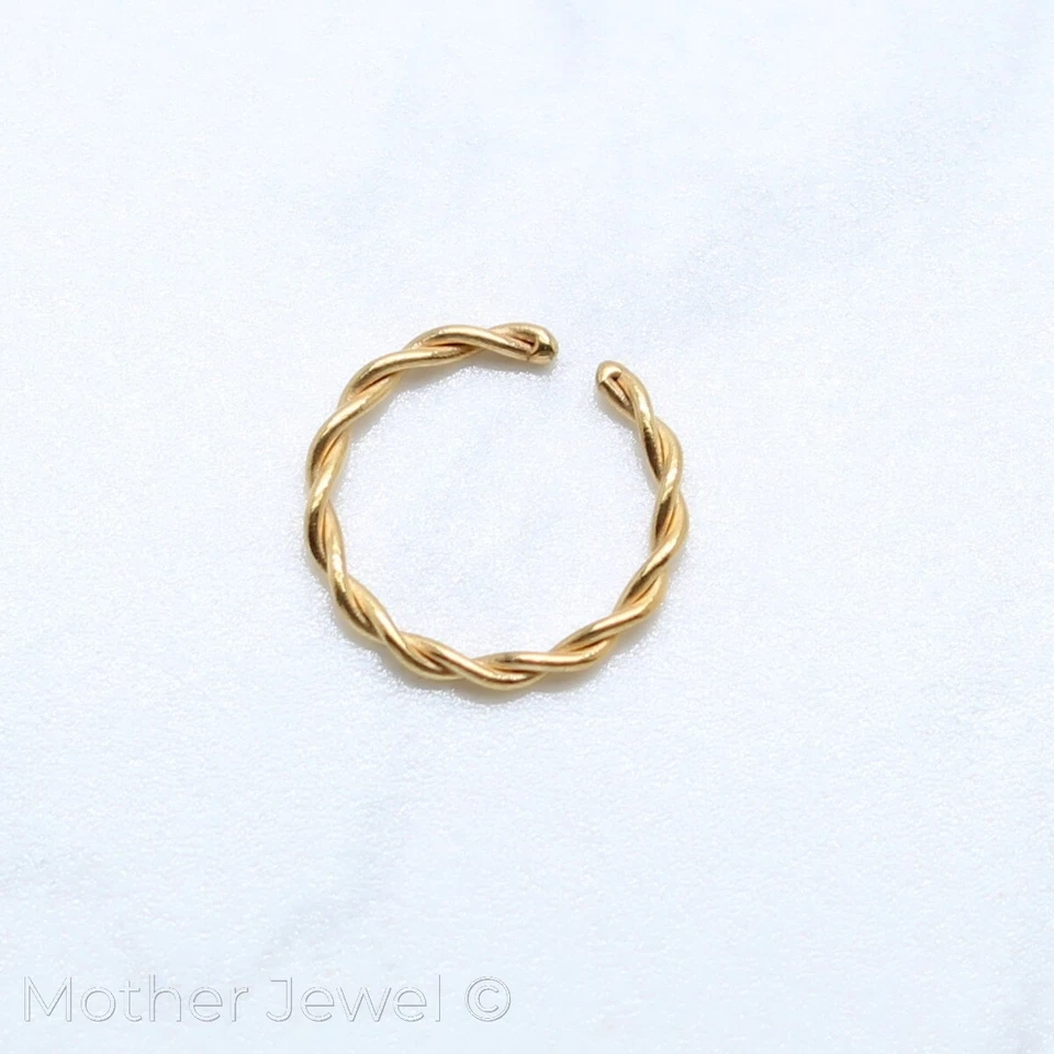 18G 14K YELLOW GOLD IP ANNEALED BENDABLE HOOP CARTILAGE SEPTUM NOSE HELIX RING - Изображение 3 из 4