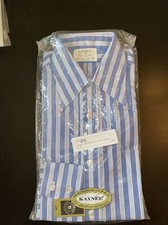 NOS Vintage 1970s Kaynee Endura-Press LS striped button front shirt 13.5 27