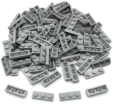 Lego 100 New Light Bluish Gray Plates 1 x 3 Stud Pieces